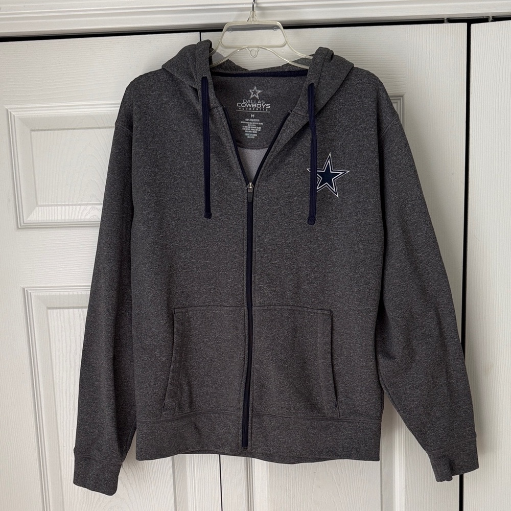 NFL Dallas Cowboys Authentic Gray Hoodie Zipper Sweatshirt size m Mens football